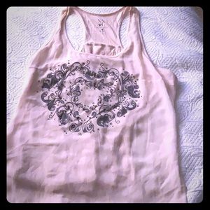 Light pink tank top with grey design